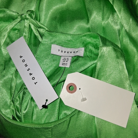 Topshop New  Asymmetrical  Green Dress Women Size US.10 - Picture 14 of 15
